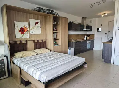 a bathroom with a shower and a sink and a toilet at Studio Nautilus N7 proche centre-ville Porto-vecchio in Porto-Vecchio