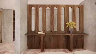 a wooden altar with a vase of flowers in a room at Domaine Santa Margherita in Castellare-di-Casinca