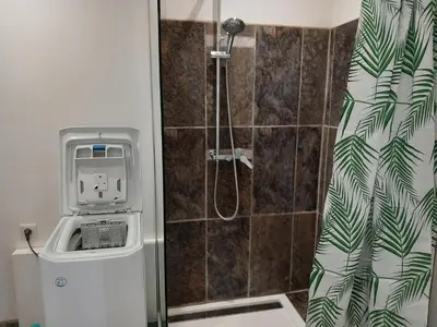 a bathroom with a shower with a toilet and a shower at maison de vacances olmi cappella Corse in Olmi-Cappella