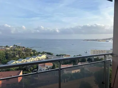 a view of the ocean from an apartment balcony at T2 ville et bord de mer in Ajaccio