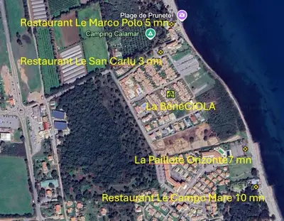 a map of a parking lot next to the water at La BénéCIOLA, vue Mer, Box Fibre SFR, High Speed Internet in Cervione