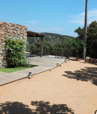 a group of birds sitting on the ground in a park at Villa Funtanedda Di Porto-Vecchio in Porto-Vecchio