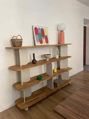 a room with wooden shelves on the wall at Superbe appartement 2 chambres plein centre in Ajaccio