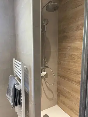 a bathroom with a sink and a mirror at Corse - Maison face à la mer in Serra-di-Ferro