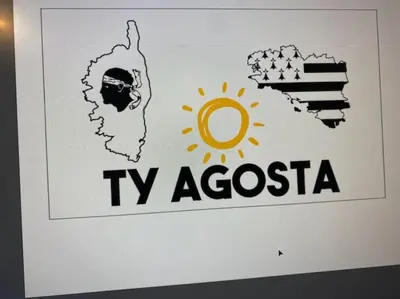 a sign with the tv argostasia logo on it at Mini villa agosta plage in Albitreccia