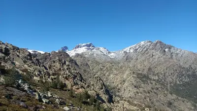 a mountain with snow on top of it at A casa di Francesca in Marignana