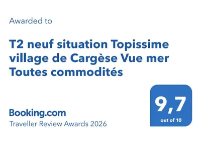 a screenshot of a phone with the new challenge de cancer at T2 neuf situation Topissime village de Cargèse Vue mer Toutes commodités in Cargèse