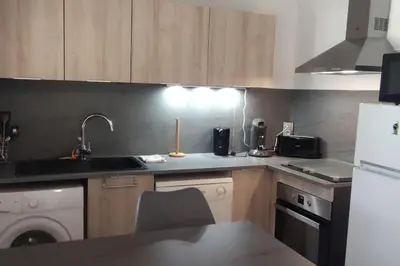a kitchen with a sink and a dishwasher at Mini villa 70 - piscine chauffée in Serra-di-Ferro