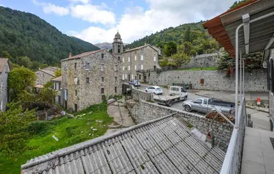 a view of a town with a church and a street at Stunning Apartment In Ciamannacce in Ciamannacce