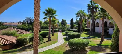 a view of a garden with palm trees and a pathway at Doalchaléda in Linguizzetta