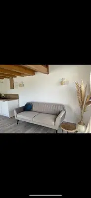 a living room with a couch and a table at Appartement Oriana in Montegrosso