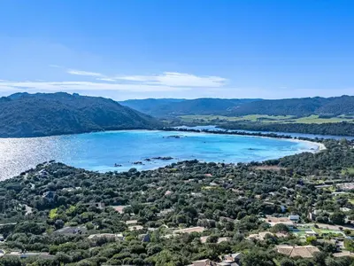 an aerial view of a beach and water at Villa Villa Sallena by Interhome in Porto-Vecchio