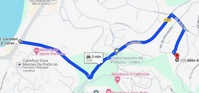 a map of the proposed route for the freeway at Vue Panoramique in Porticcio