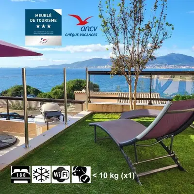So Leil So Fun à Porticcio - 45m2 - Grand lit 180 - Plage à pied - Wifi fibre - Terrasse