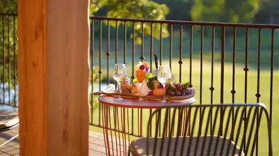 a table with a plate of food and wine glasses at Domaine Pozzo di Mastri hôtel & spa in Figari