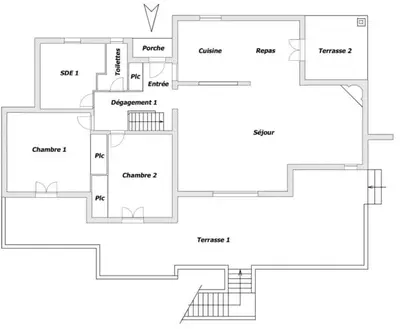 a floor plan of a house at Villa Abbracciu climatisée avec piscine chauffée et vue mer in Pietrosella