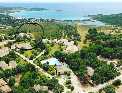 an aerial view of a house with a pool at Villa Casa di sognu in Lecci
