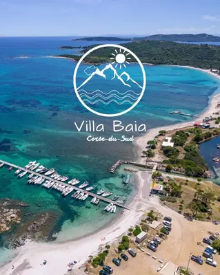 an aerial view of a beach with a resort at VILLA BAIA 4-5 pers - 2mn plages - Kids Friendly - Clim - Piscine in Lecci