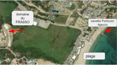 a map of a city with a red arrowropheropheropheropheropheropherophe at PORTICCIO Appart 6pers Climatisé proche plage in Porticcio