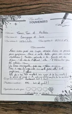 a handwritten letter with handwriting on a piece of paper at Maison Quenza Corse-du-Sud in Quenza