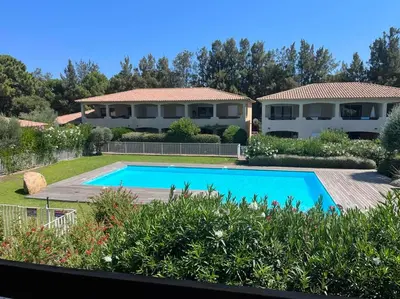 a house with a swimming pool in a yard at Appartement Cosy à Lecci , Porto Vecchio in Lecci