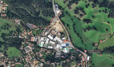 a map of a house with a red road at Casa PANGRANI in Ajaccio