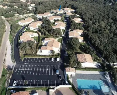 an overhead view of a row of solar panels at BONIFACIO Villa U ARANCIU in Bonifacio
