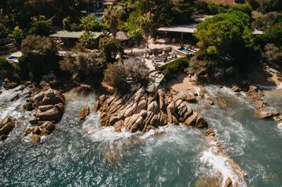 an aerial view of a water park with rocks at Lagnonu in Verghia