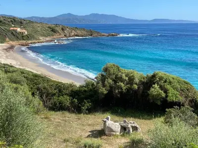a view of a beach and the ocean at Résidence Capizzolu in Cargèse