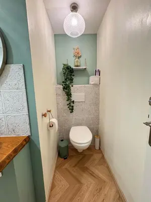 a small bathroom with a toilet in a room at Fiori di sperenza in Coggia