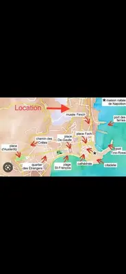 a map of the location of a resort at Charmant Studio à Ajaccio in Ajaccio