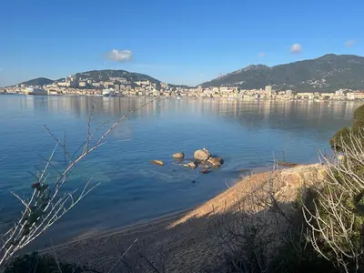 a view of a body of water with a city at Luxury residence apartment with sea view, parking in Ajaccio