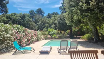 a group of chairs and a swimming pool at Villa Stellalilou in Porto-Vecchio