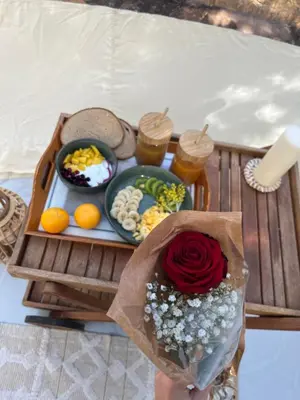 a tray of food on a table with food on it at Bulle du Fangu in Galeria