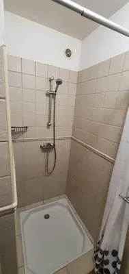a bathroom with a shower with a toilet and a sink at Studio 30 m2 climatisé calme in Eccica-Suarella