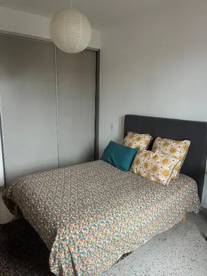 a bedroom with a bed with pillows on it at Location appartement de vacances Ajaccio in Ajaccio