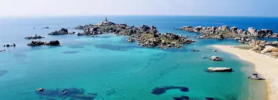 an aerial view of a rocky island in the ocean at Gîte Ortolu in Monacia-dʼAullène