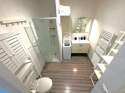 a small bathroom with a toilet and a sink at Ajaccio Apartment STUDIO in Ajaccio