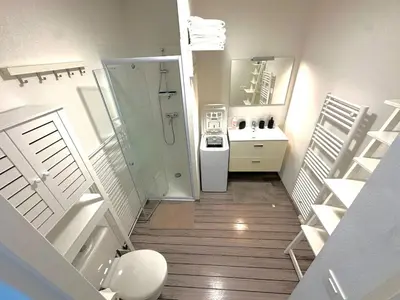 a small bathroom with a toilet and a sink at Ajaccio Apartment STUDIO in Ajaccio