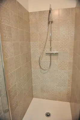 a bathroom with a shower with a toilet in it at Appartement Lido de la Marana in Lucciana