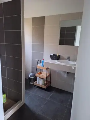 a bathroom with a sink and a mirror at Résidence Dolce Vita in Propriano