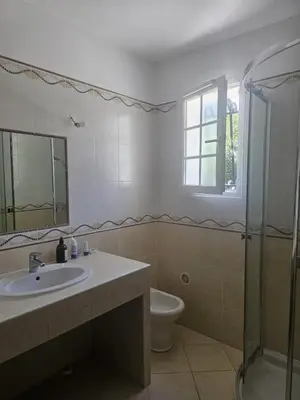 a bathroom with a sink and a toilet and a shower at Rez de villa in Borgo