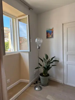 a room with a potted plant and a window at T2 Cosy HYPER CENTRE AJACCIO in Ajaccio