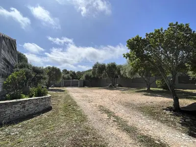 a dirt road in a yard with a tree at Mini-villa 1 in Bonifacio