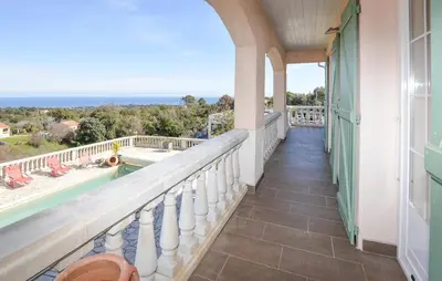 a balcony with a view of the ocean at Gorgeous Home In Cervione With Wifi in Cervione