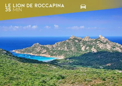 a view of the island of rocco ragapa at U Speronu - Plage Privée & Piscine Chauffée in Pianottoli-Caldarello