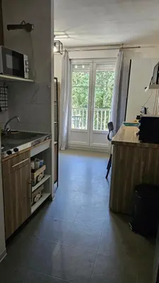 a kitchen with a sink and a counter top at Studio Gare Corte in Corte