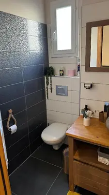 a bathroom with a toilet and a sink at ALG appartement in Corte