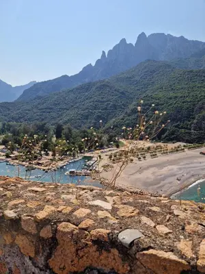 a view of a beach with mountains in the background at T2 vue mer & montagne Golfe de Porto-Ota in Porto Ota
