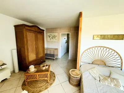 a bedroom with a bed and a table at A Bella Gaia in Cauro